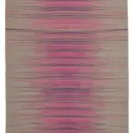 Gümgüm Modern Çizgili Mor Pamuk Üstü Yün El Dokuma Kilim-179x255