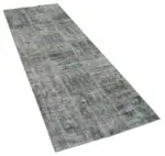 Patchwork Gri Pamuk Üzerine Yün El Dokuma Kilim-085x250 - Görsel 2