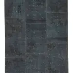 Patchwork Gri Pamuk Üzerine Yün El Dokuma Kilim-086x216