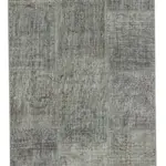 Patchwork Gri Pamuk Üzerine Yün El Dokuma Kilim-085x226