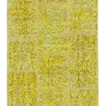 Patchwork Sarı Pamuk Üzerine Yün El Dokuma Kilim-086x275