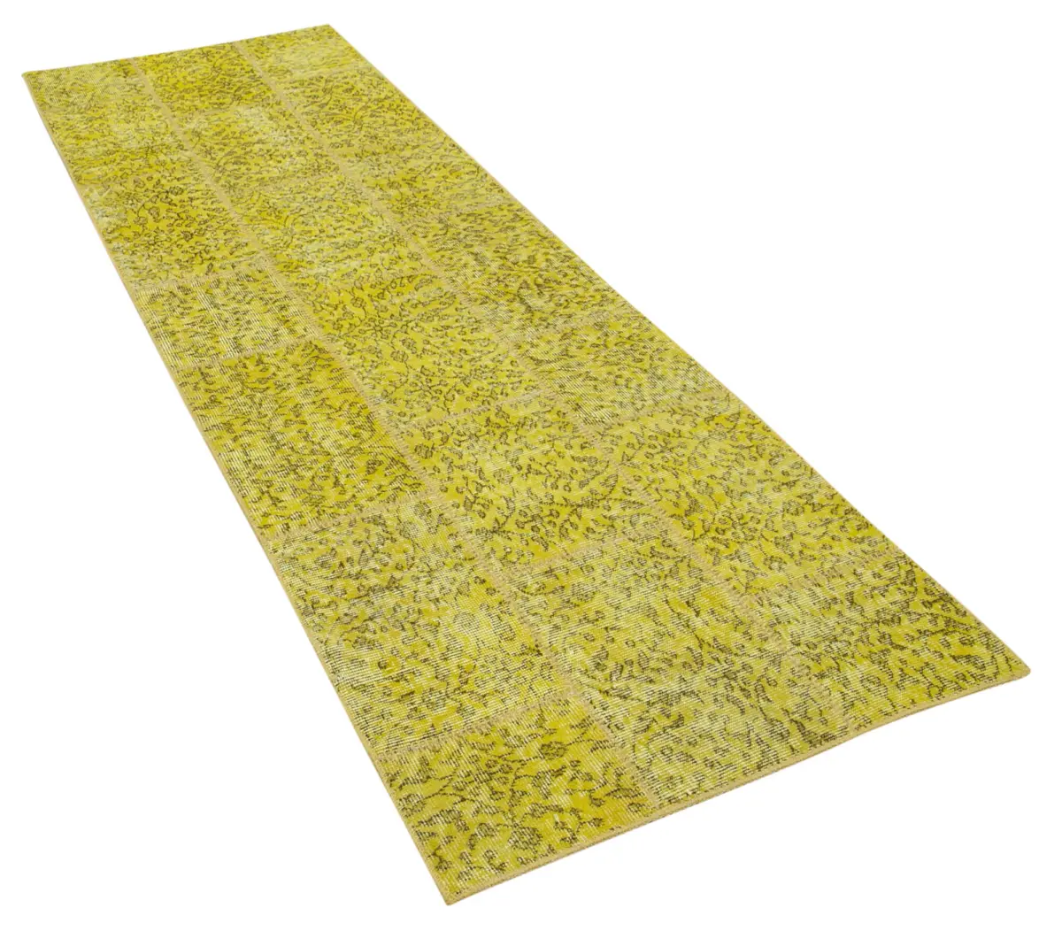Patchwork Sarı Pamuk Üzerine Yün El Dokuma Kilim-086x275 - Görsel 2