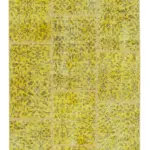 Patchwork Sarı Pamuk Üzerine Yün El Dokuma Kilim-086x261