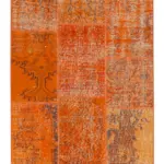 Patchwork Turuncu Pamuk Üzerine Yün El Dokuma Kilim-085x297