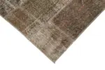 Patchwork Kahverengi Pamuk Üzerine Yün El Dokuma Kilim-084x300 - Görsel 4