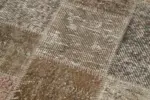 Patchwork Kahverengi Pamuk Üzerine Yün El Dokuma Kilim-084x300 - Görsel 5