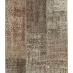 Patchwork Kahverengi Pamuk Üzerine Yün El Dokuma Kilim-085x301