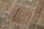 Patchwork Kahverengi Pamuk Üzerine Yün El Dokuma Kilim-086x304 - Görsel 5