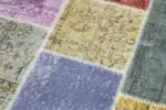 Patchwork Multi Pamuk Üzerine Yün El Dokuma Kilim-091x300 - Görsel 5