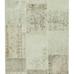 Patchwork Bej Pamuk Üzerine Yün El Dokuma Kilim-085x300