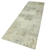 Patchwork Bej Pamuk Üzerine Yün El Dokuma Kilim-085x300 - Görsel 3