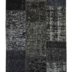 Patchwork Siyah Pamuk Üzerine Yün El Dokuma Kilim-085x309
