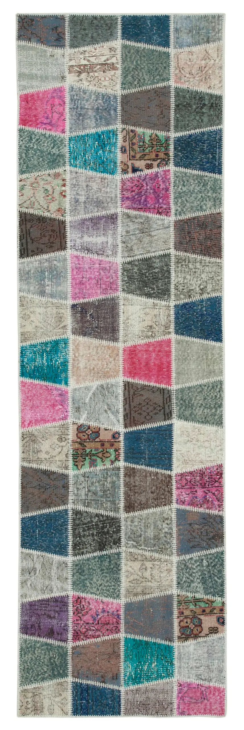 Rc_37715_0_Multicolor_Runner_Patchwork_Rugs Patchwork Multi Pamuk Üzerine Yün El Dokuma Kilim-089x304 - Görsel 1