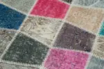 Patchwork Multi Pamuk Üzerine Yün El Dokuma Kilim-089x304 - Görsel 5