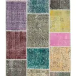 Patchwork Multi Pamuk Üzerine Yün El Dokuma Kilim-091x300