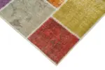 Patchwork Multi Pamuk Üzerine Yün El Dokuma Kilim-091x300 - Görsel 4