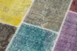 Patchwork Multi Pamuk Üzerine Yün El Dokuma Kilim-091x300 - Görsel 5