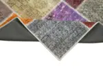 Patchwork Multi Pamuk Üzerine Yün El Dokuma Kilim-091x300 - Görsel 6