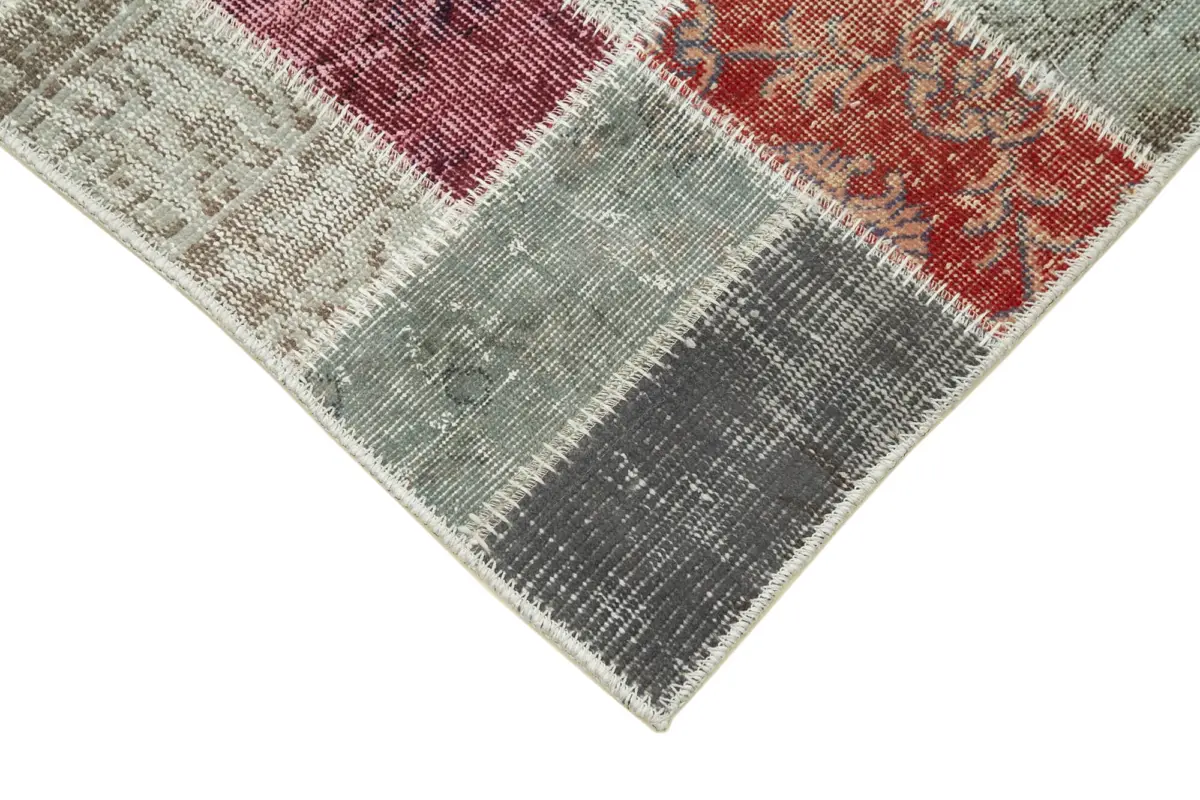 Patchwork Multi Pamuk Üzerine Yün El Dokuma Kilim-088x298 - Görsel 4