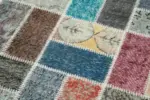 Patchwork Multi Pamuk Üzerine Yün El Dokuma Kilim-088x298 - Görsel 5