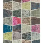 Patchwork Multi Pamuk Üzerine Yün El Dokuma Kilim-089x307