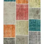 Patchwork Multi Pamuk Üzerine Yün El Dokuma Kilim-092x301