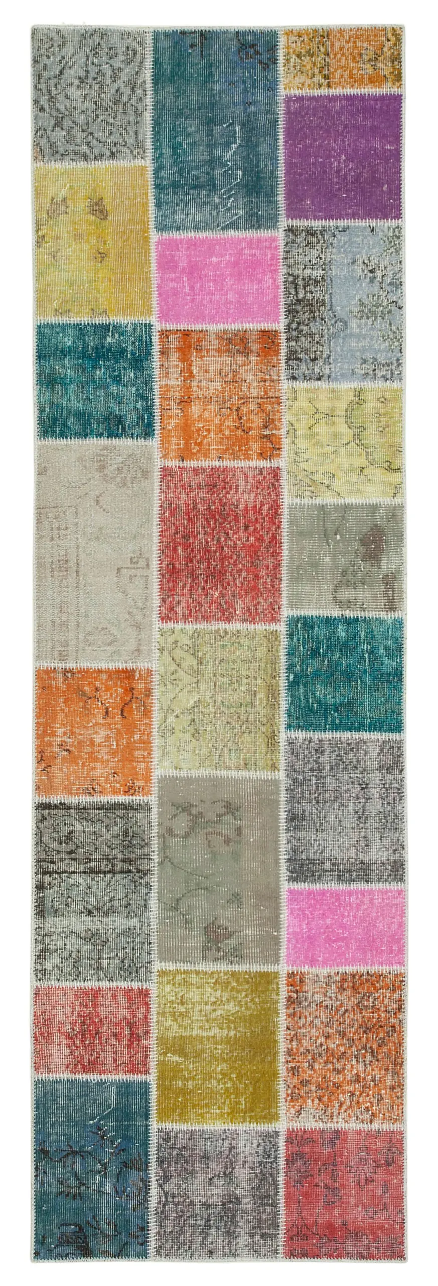 Rc_37731_0_Multicolor_Runner_Patchwork_Rugs Patchwork Multi Pamuk Üzerine Yün El Dokuma Kilim-092x301 - Görsel 1