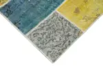 Patchwork Multi Pamuk Üzerine Yün El Dokuma Kilim-092x301 - Görsel 4