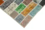Patchwork Multi Pamuk Üzerine Yün El Dokuma Kilim-106x301 - Görsel 4