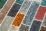 Patchwork Multi Pamuk Üzerine Yün El Dokuma Kilim-106x301 - Görsel 5