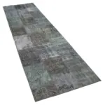 Patchwork Gri Pamuk Üzerine Yün El Dokuma Kilim-085x307 - Görsel 2