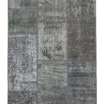 Patchwork Gri Pamuk Üzerine Yün El Dokuma Kilim-085x306