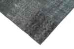 Patchwork Gri Pamuk Üzerine Yün El Dokuma Kilim-085x306 - Görsel 4