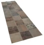 Patchwork Gri Pamuk Üzerine Yün El Dokuma Kilim-088x295 - Görsel 2