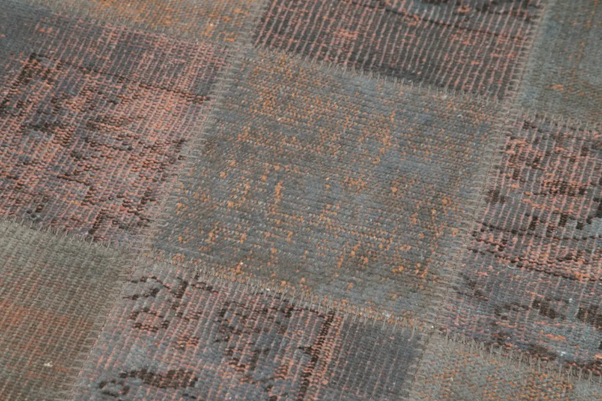 Patchwork Gri Pamuk Üzerine Yün El Dokuma Kilim-088x295 - Görsel 5