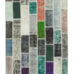Patchwork Multi Pamuk Üzerine Yün El Dokuma Kilim-095x318