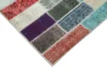 Patchwork Multi Pamuk Üzerine Yün El Dokuma Kilim-095x318 - Görsel 4