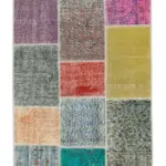 Patchwork Multi Pamuk Üzerine Yün El Dokuma Kilim-093x297