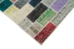 Patchwork Multi Pamuk Üzerine Yün El Dokuma Kilim-098x308 - Görsel 4