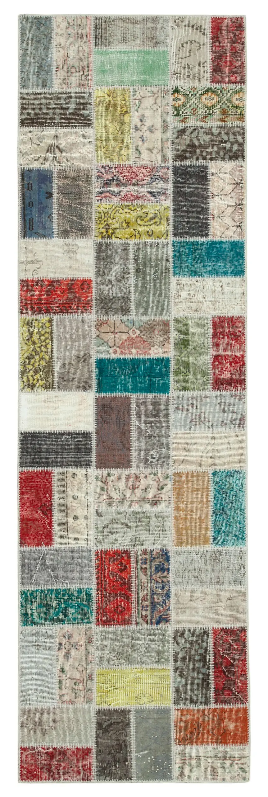 Rc_37754_0_Multicolor_Runner_Patchwork_Rugs Patchwork Multi Pamuk Üzerine Yün El Dokuma Kilim-087x293 - Görsel 1
