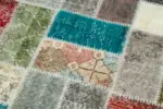 Patchwork Multi Pamuk Üzerine Yün El Dokuma Kilim-087x293 - Görsel 5