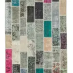 Patchwork Multi Pamuk Üzerine Yün El Dokuma Kilim-095x307