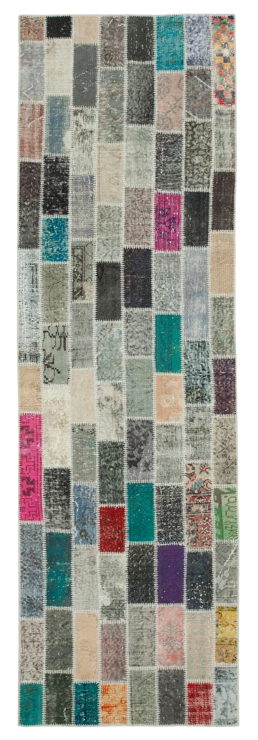 Rc_37758_0_Multicolor_Runner_Patchwork_Rugs Patchwork Multi Pamuk Üzerine Yün El Dokuma Kilim-095x307 - Görsel 1