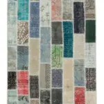 Patchwork Multi Pamuk Üzerine Yün El Dokuma Kilim-095x301