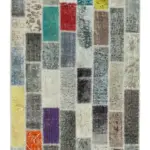 Patchwork Multi Pamuk Üzerine Yün El Dokuma Kilim-094x303