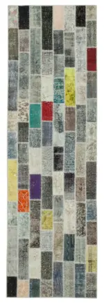 Patchwork Multi Pamuk Üzerine Yün El Dokuma Kilim-094x303