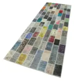 Patchwork Multi Pamuk Üzerine Yün El Dokuma Kilim-096x330 - Görsel 3