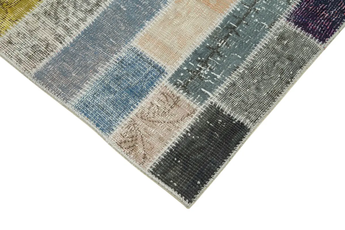 Patchwork Multi Pamuk Üzerine Yün El Dokuma Kilim-096x330 - Görsel 4