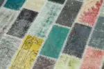 Patchwork Multi Pamuk Üzerine Yün El Dokuma Kilim-096x330 - Görsel 5