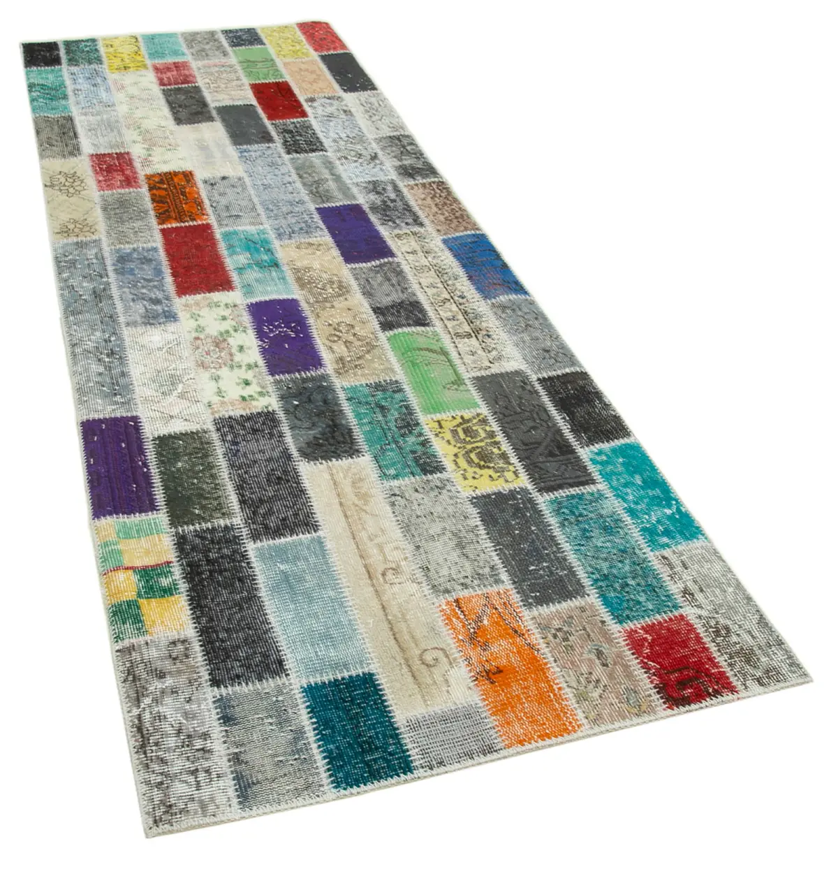 Patchwork Multi Pamuk Üzerine Yün El Dokuma Kilim-096x269 - Görsel 2